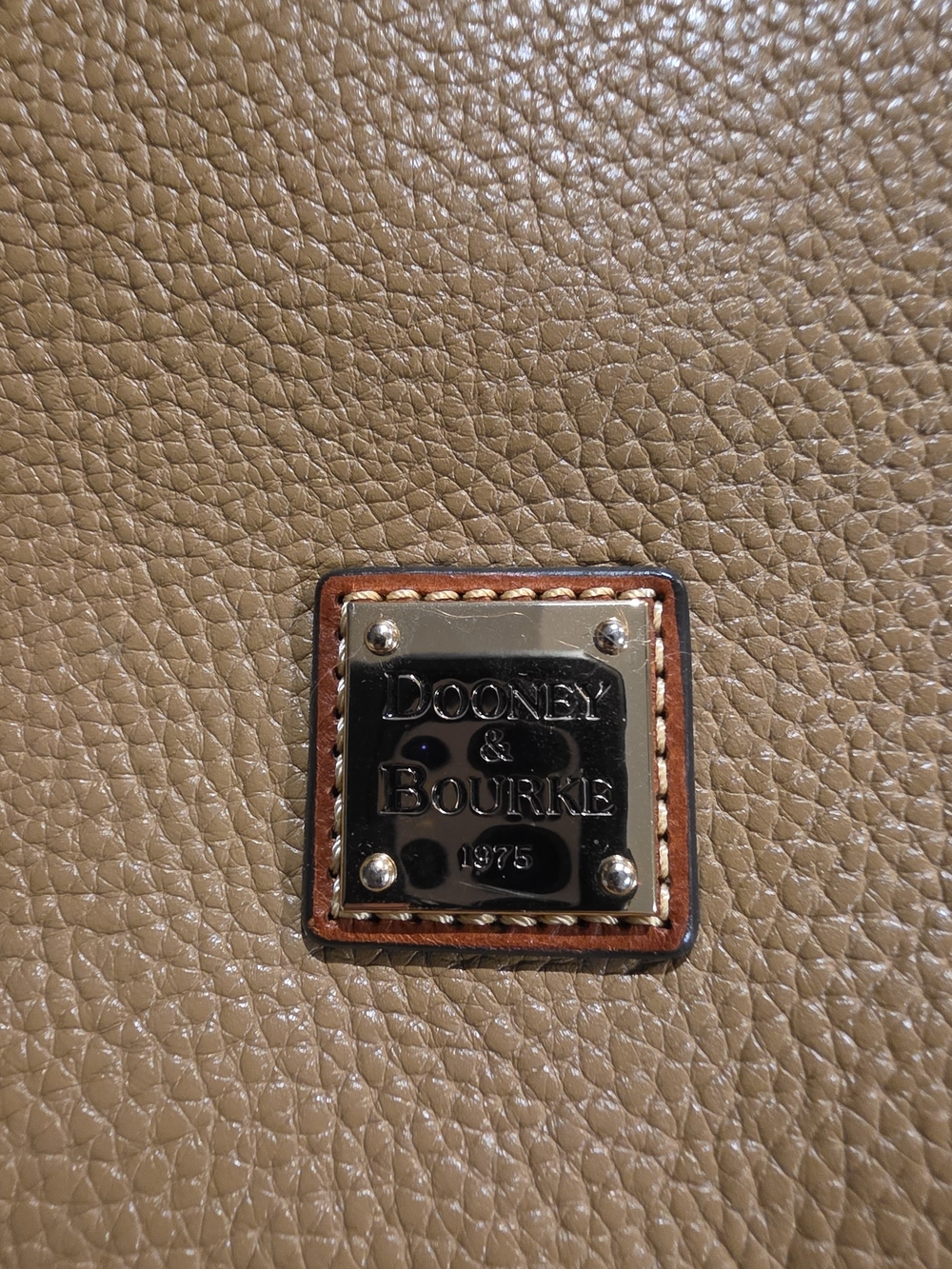 Dooney & Bourke Tan Pebbled Leather Satchel - Brown Trim - Picture 2 of 10